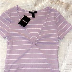 CUTE light purple striped v neck!